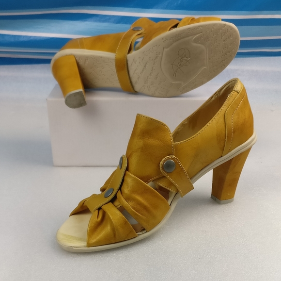 European designer EJECT heels Sunflower Marigold in genuine leather 40/9 - Picture 8 of 12
